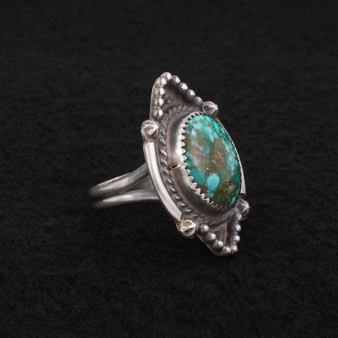 Leslie Nez Turquoise & Sterling Silver Ring Size 8