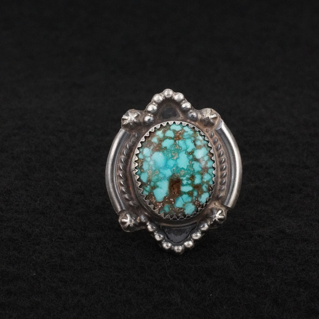 Leslie Nez Turquoise & Sterling Silver Ring Size 7.5