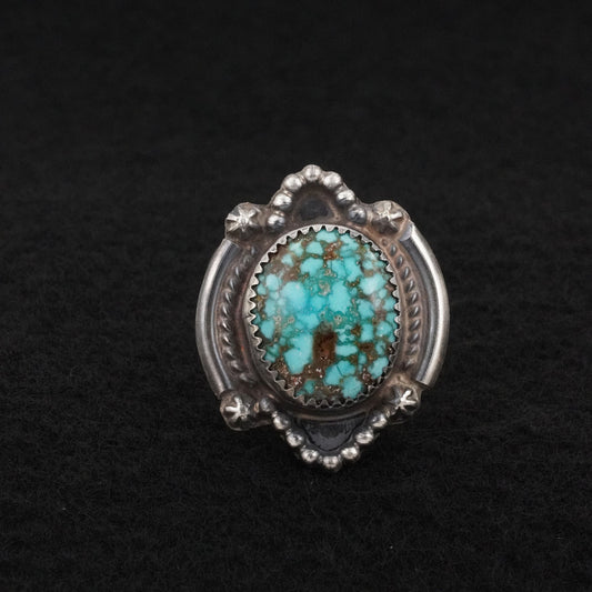 Leslie Nez Turquoise & Sterling Silver Ring Size 7.5