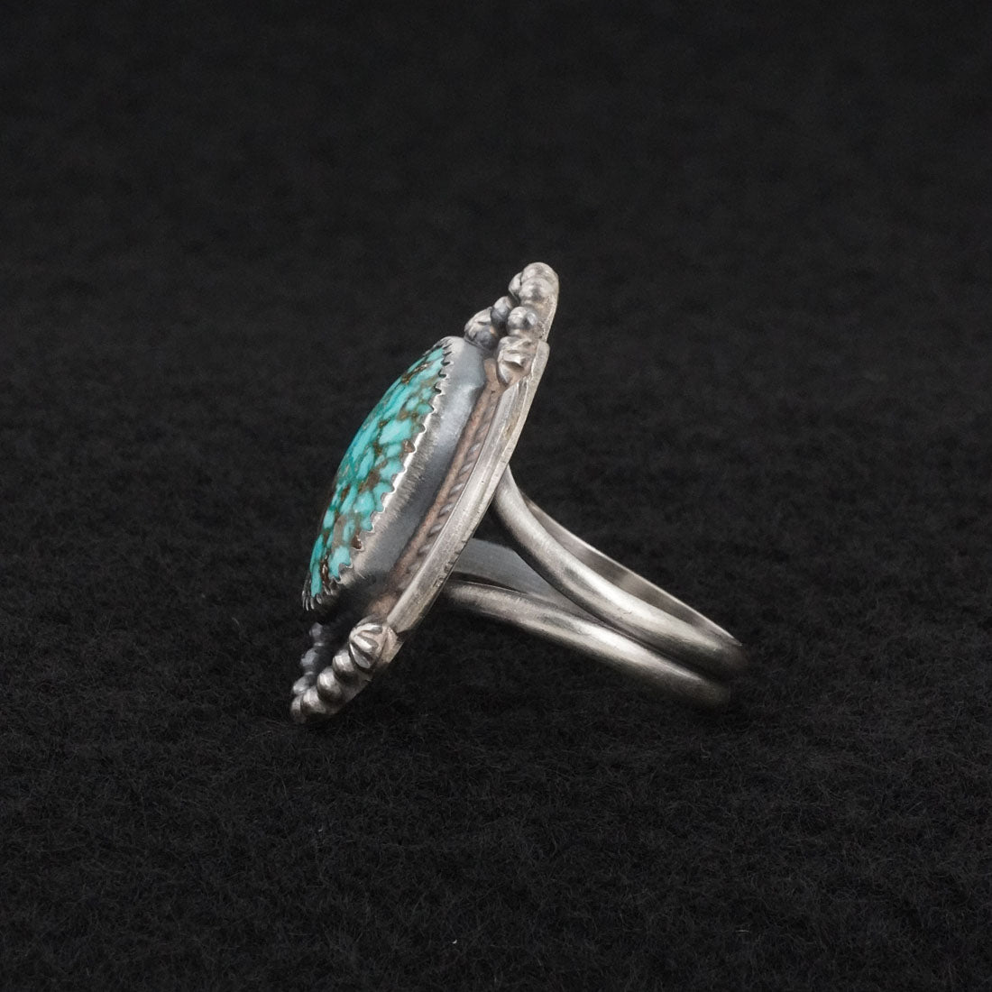 Leslie Nez Turquoise & Sterling Silver Ring Size 7.5