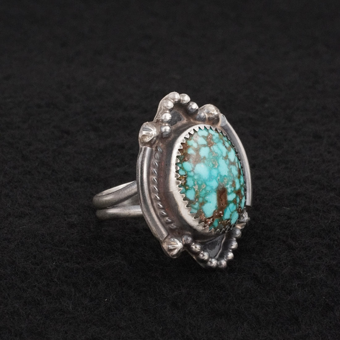 Leslie Nez Turquoise & Sterling Silver Ring Size 7.5