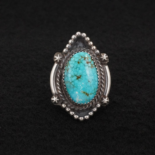 Leslie Nez Turquoise & Sterling Silver Ring Size 8