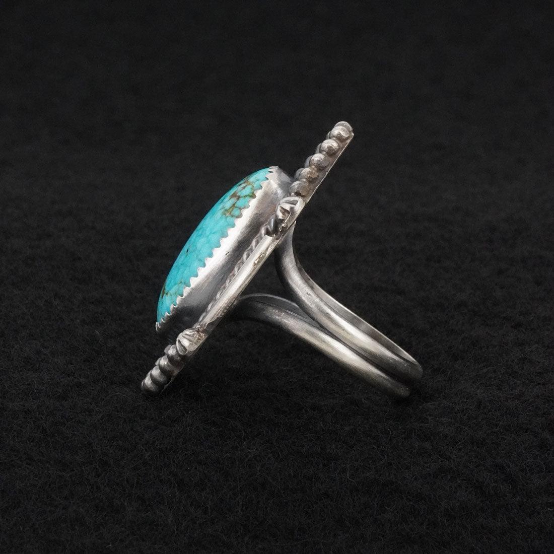 Leslie Nez Turquoise & Sterling Silver Ring Size 8