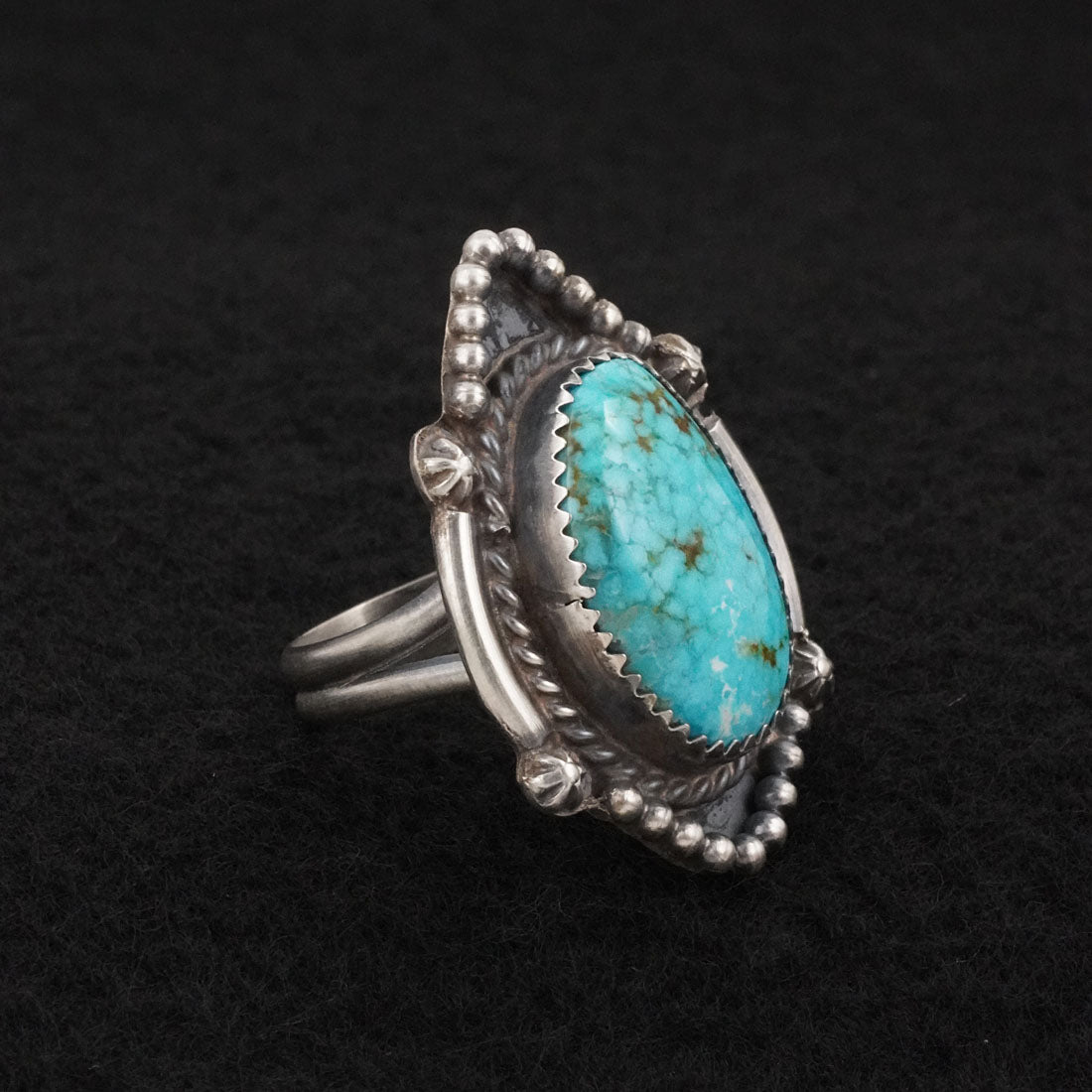 Leslie Nez Turquoise & Sterling Silver Ring Size 8