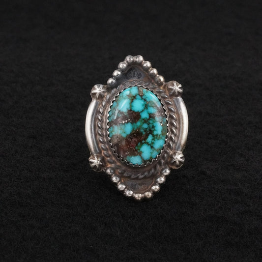 Leslie Nez Turquoise & Sterling Silver Ring Size 6.5