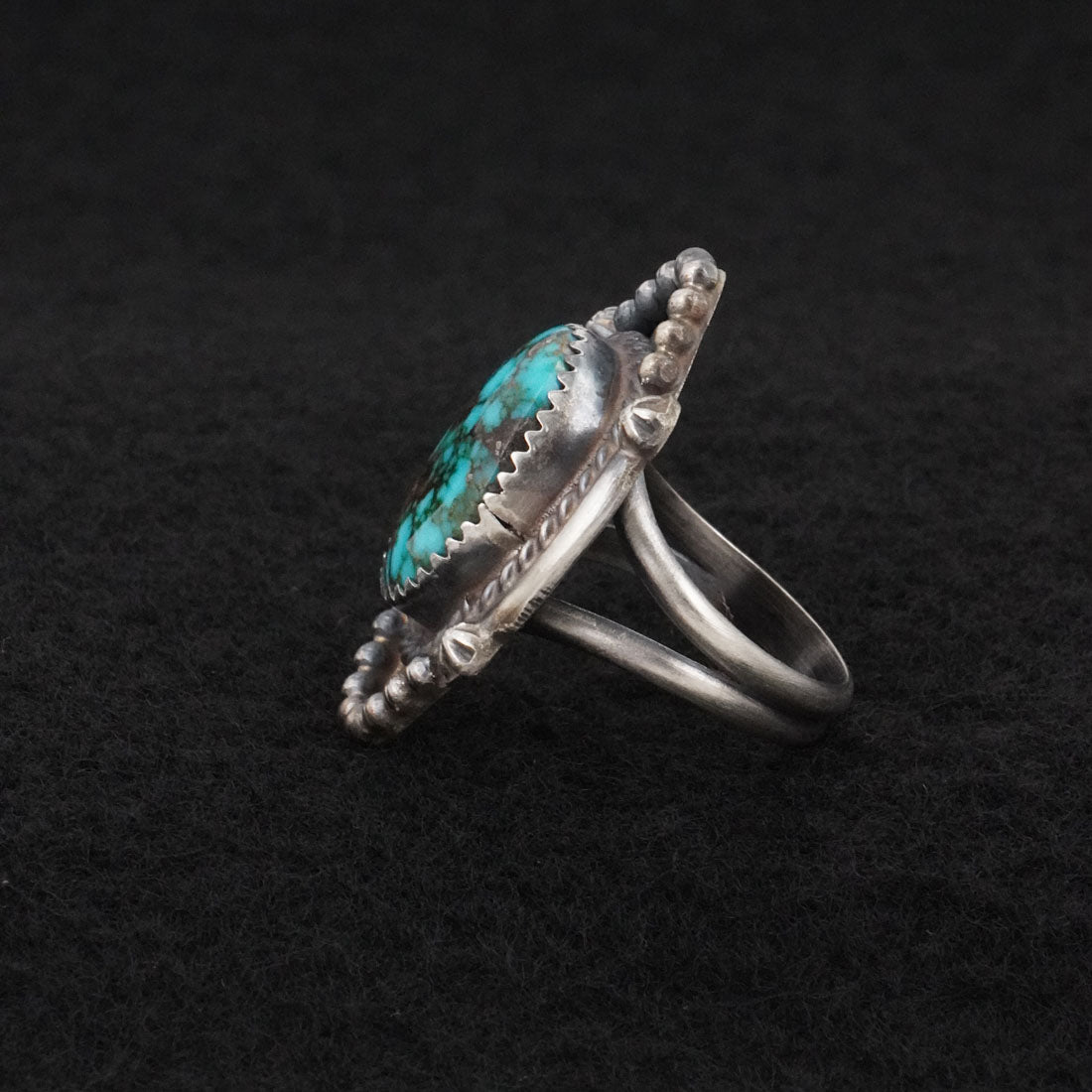 Leslie Nez Turquoise & Sterling Silver Ring Size 6.5