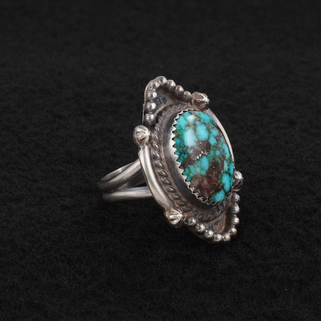 Leslie Nez Turquoise & Sterling Silver Ring Size 6.5
