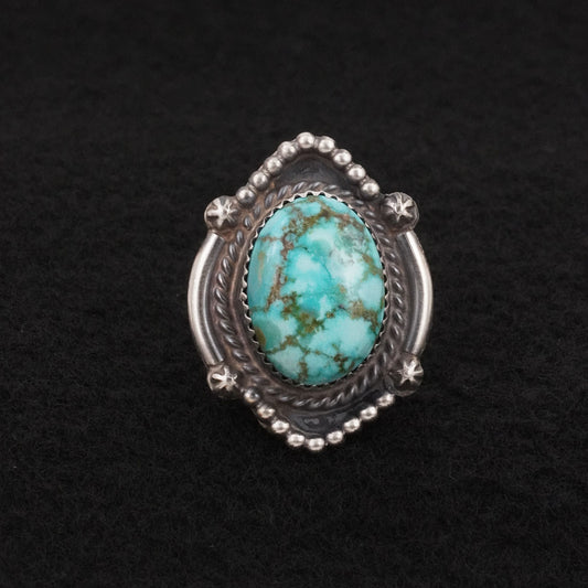 Leslie Nez Turquoise & Sterling Silver Ring Size 7.5