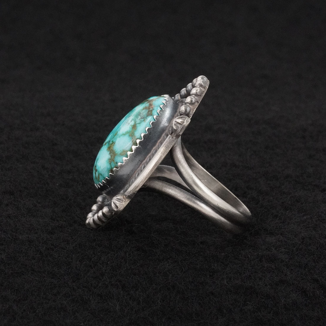 Leslie Nez Turquoise & Sterling Silver Ring Size 7.5