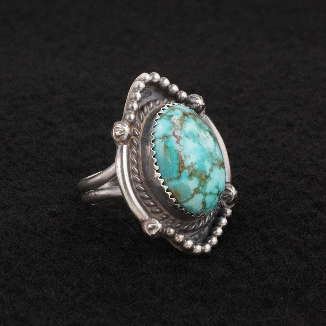 Leslie Nez Turquoise & Sterling Silver Ring Size 7.5