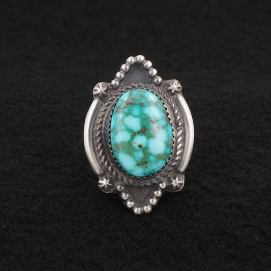 Leslie Nez Turquoise & Sterling Silver Ring Size 8