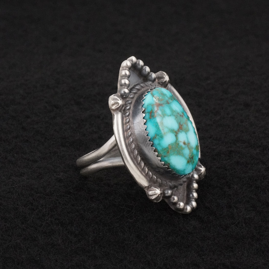Leslie Nez Turquoise & Sterling Silver Ring Size 8