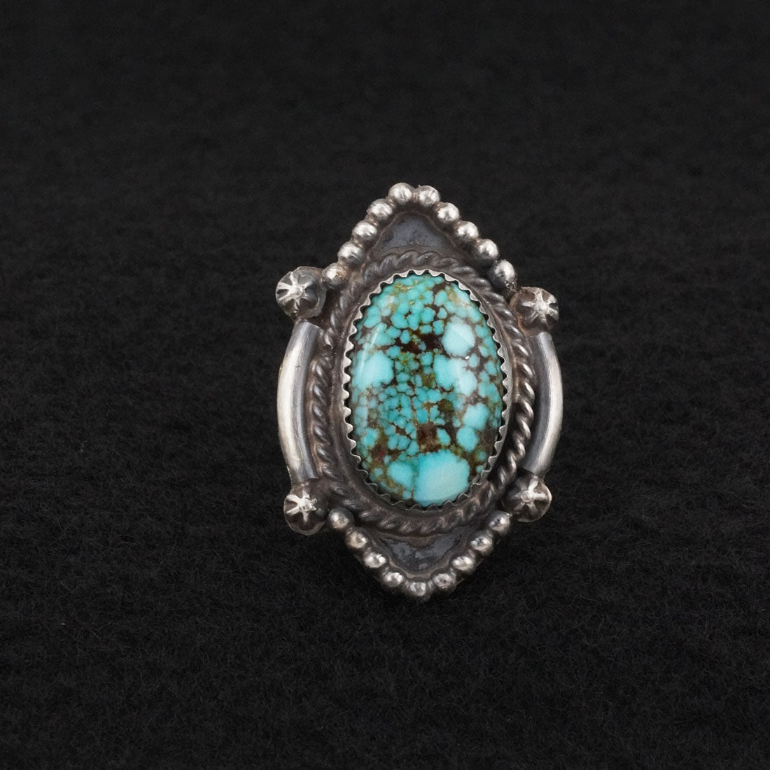Leslie Nez Turquoise & Sterling Silver Ring Size 8