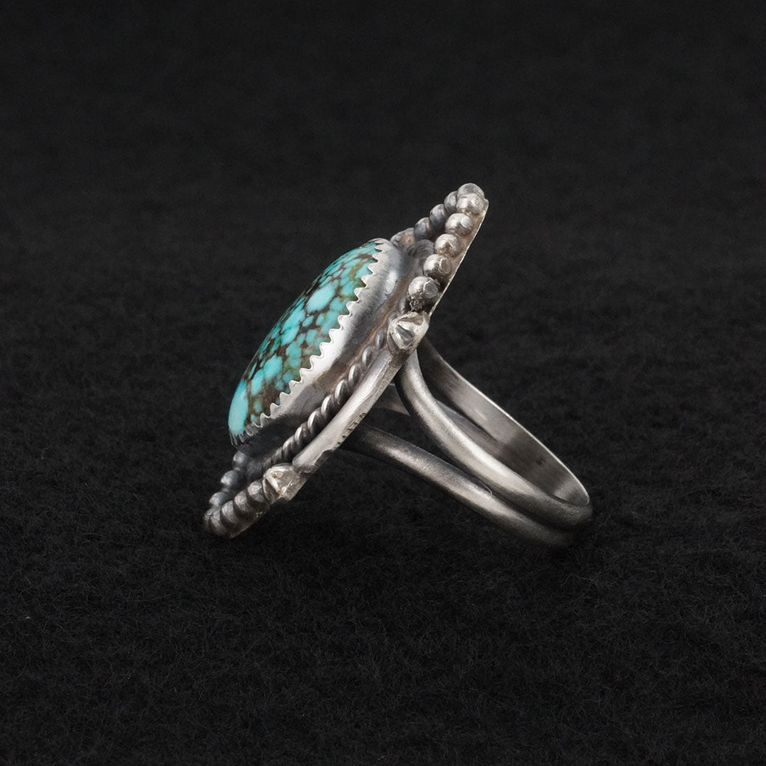 Leslie Nez Turquoise & Sterling Silver Ring Size 8