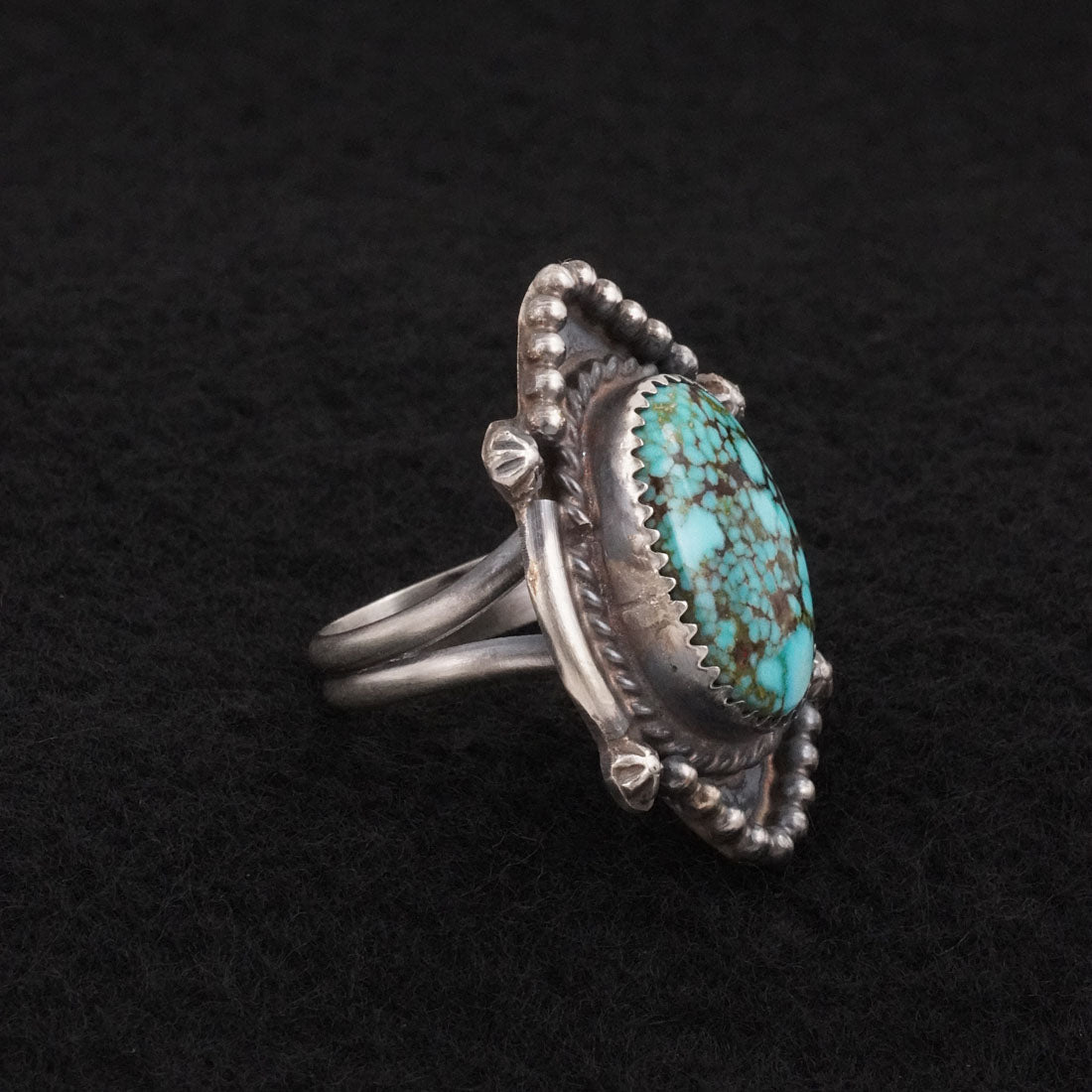 Leslie Nez Turquoise & Sterling Silver Ring Size 8