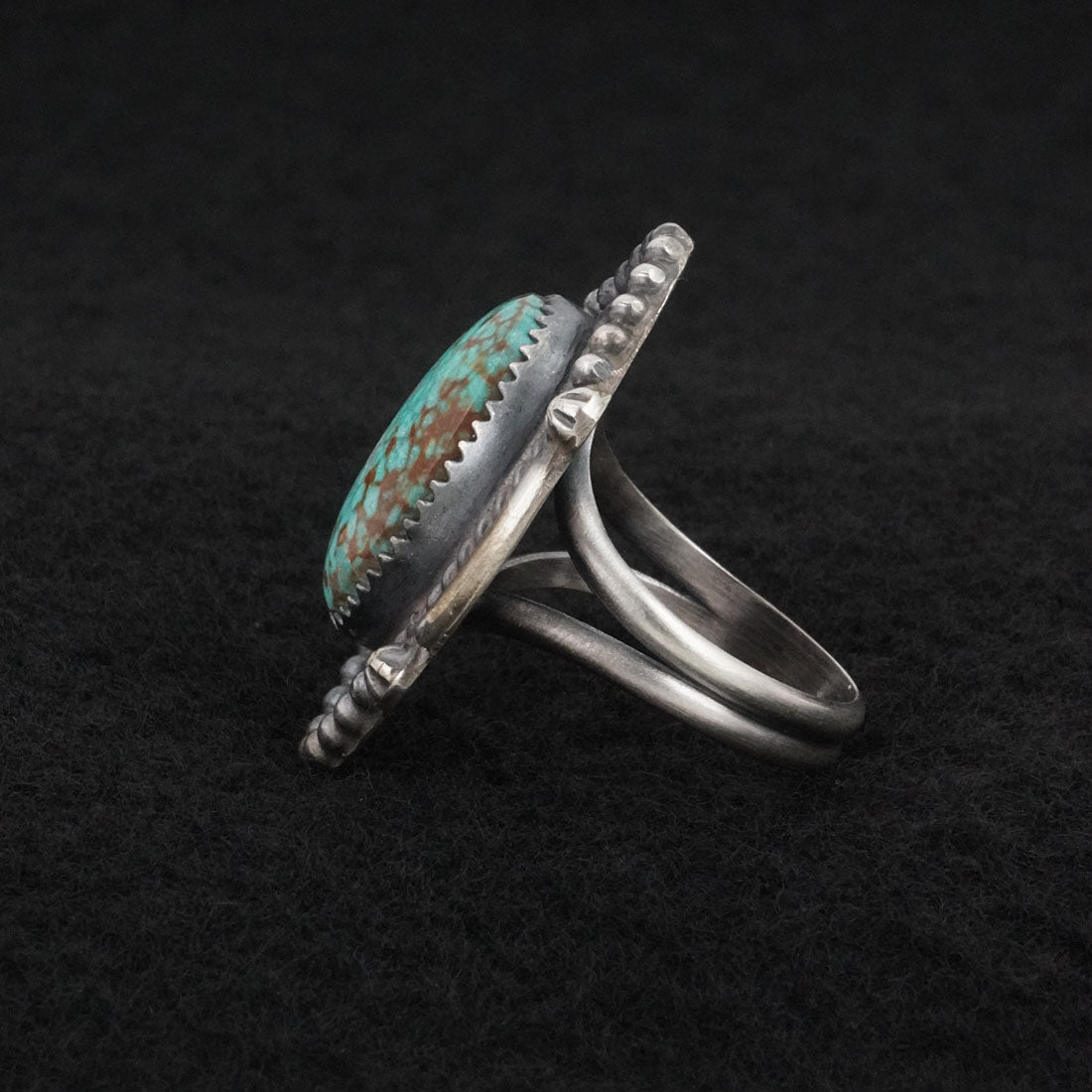 Leslie Nez Turquoise & Sterling Silver Ring Size 7.5