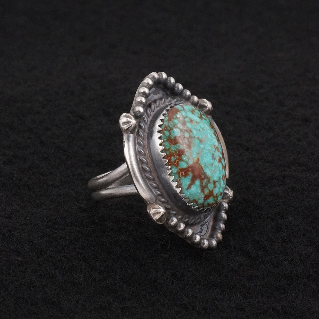 Leslie Nez Turquoise & Sterling Silver Ring Size 7.5