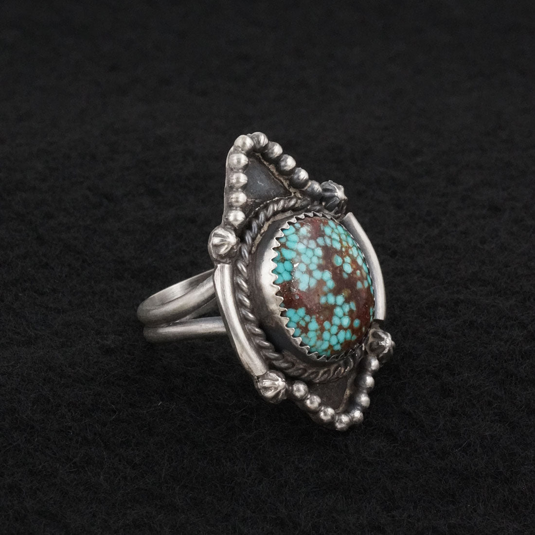 Leslie Nez Turquoise & Sterling Silver Ring Size 8