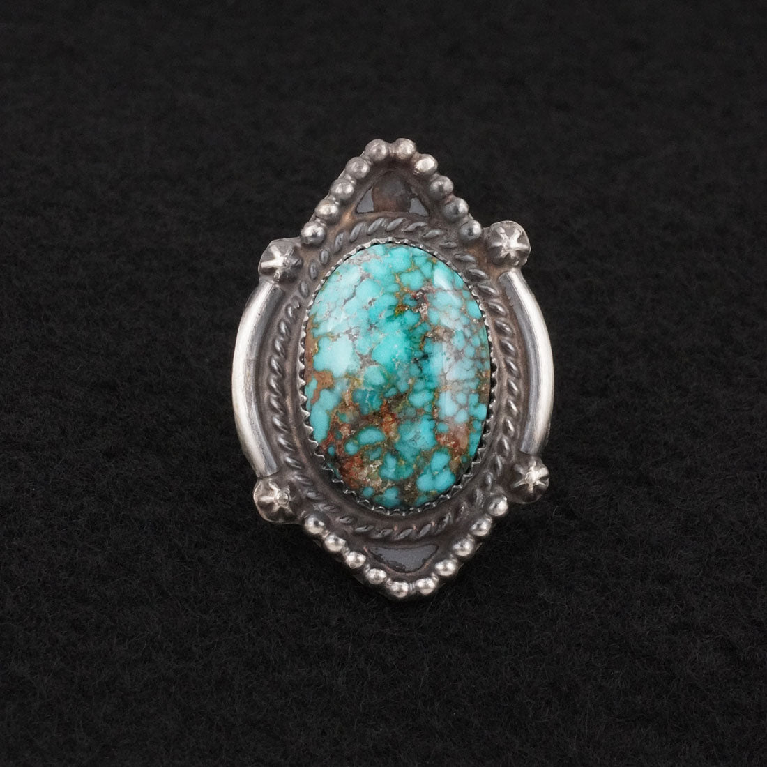 Leslie Nez Turquoise & Sterling Silver Ring Size 7.5