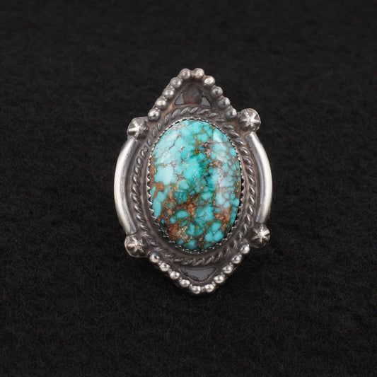 Leslie Nez Turquoise & Sterling Silver Ring Size 7.5