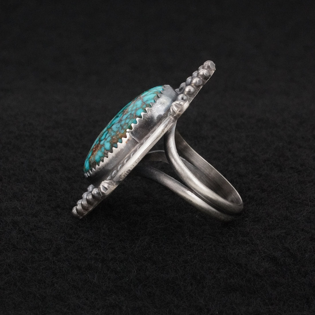Leslie Nez Turquoise & Sterling Silver Ring Size 7.5
