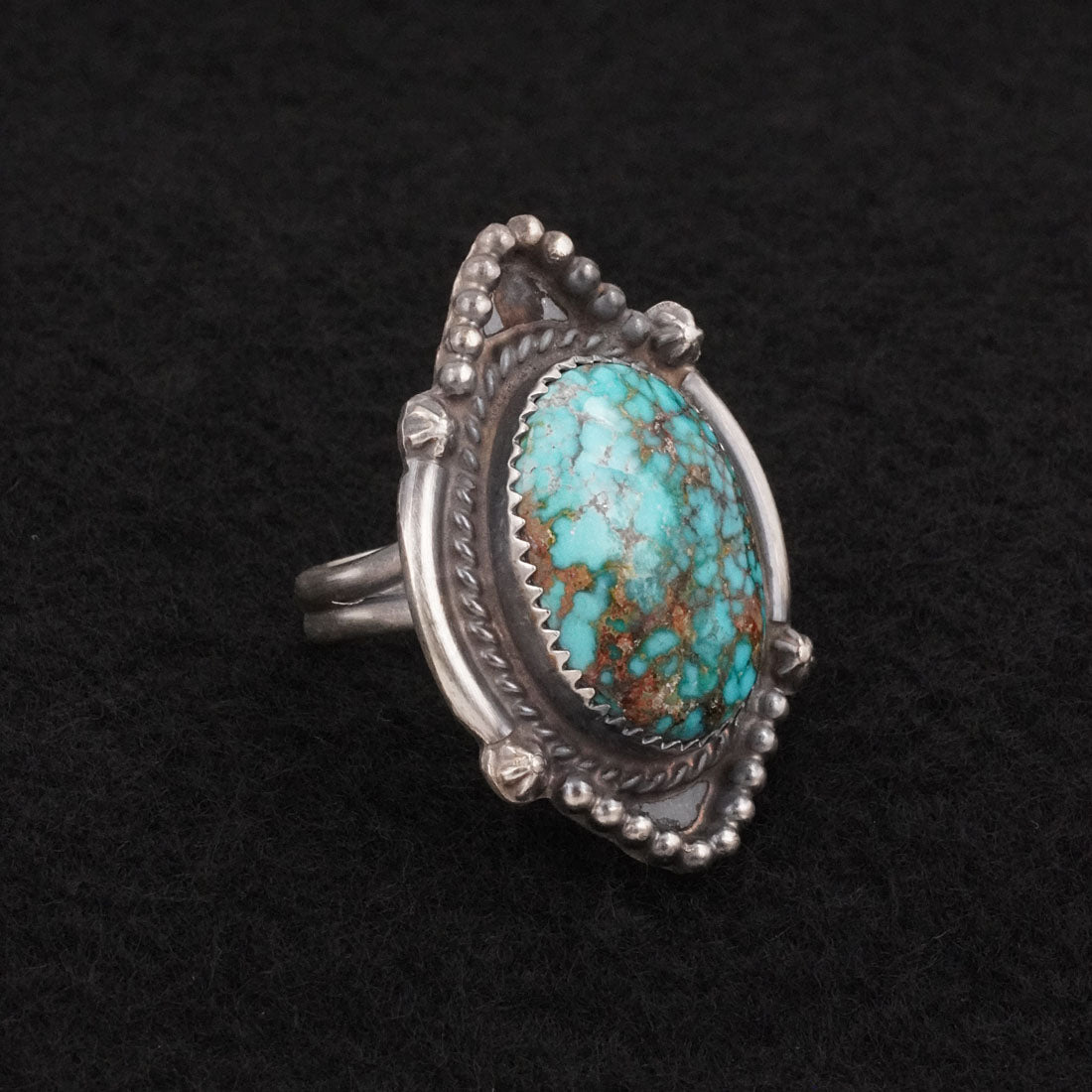 Leslie Nez Turquoise & Sterling Silver Ring Size 7.5
