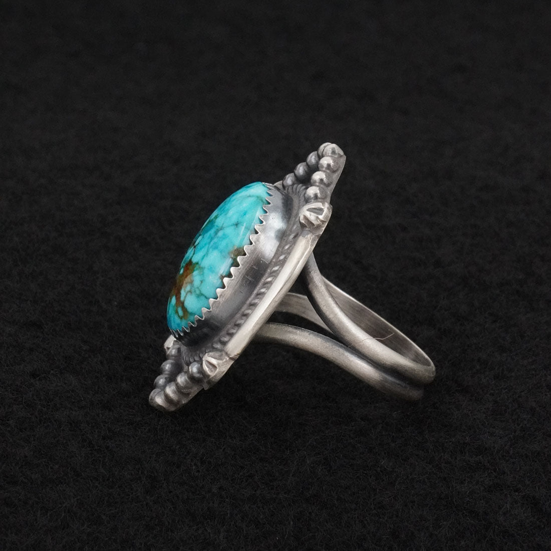Leslie Nez Turquoise & Sterling Silver Ring Size 8