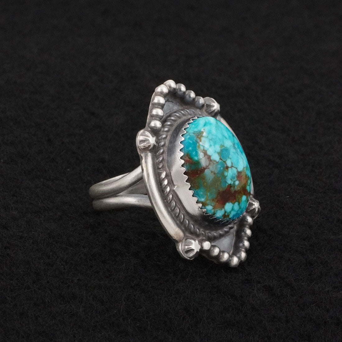 Leslie Nez Turquoise & Sterling Silver Ring Size 8