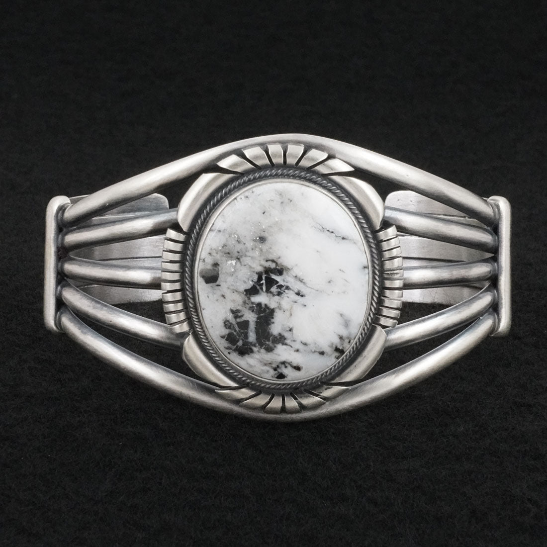 Mark Yazzie White Buffalo & Sterling Silver Bracelet