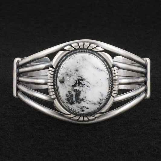 Mark Yazzie White Buffalo & Sterling Silver Bracelet