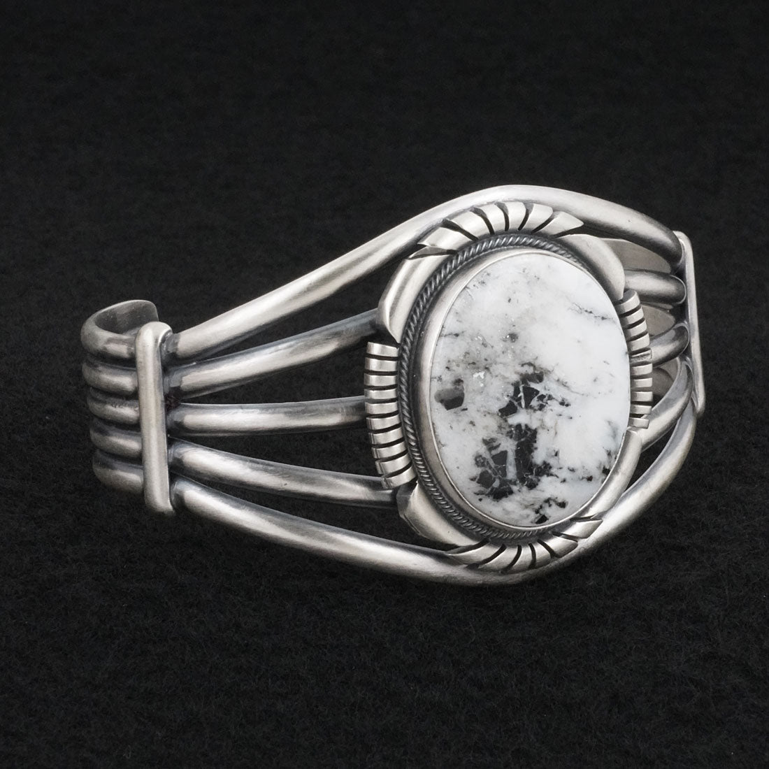 Mark Yazzie White Buffalo & Sterling Silver Bracelet