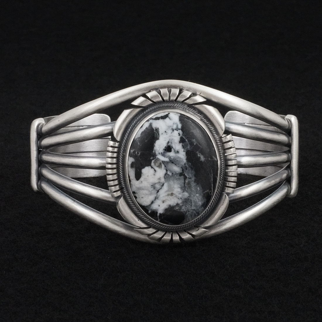 Mark Yazzie White Buffalo & Sterling Silver Bracelet