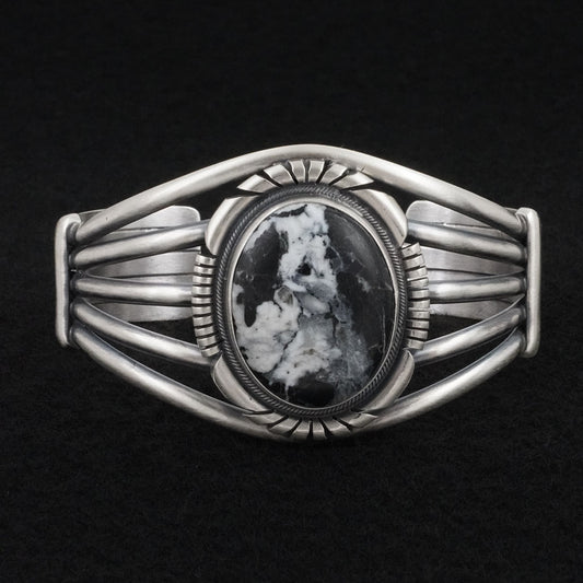 Mark Yazzie White Buffalo & Sterling Silver Bracelet