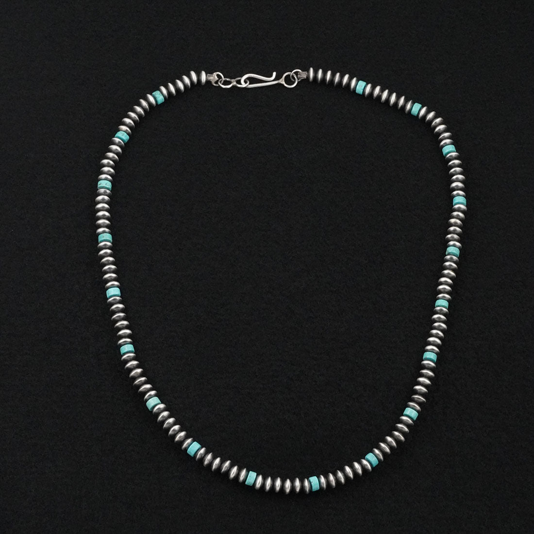 Crystal Haley Turquoise & Sterling Silver Navajo Pearl Necklace 24"