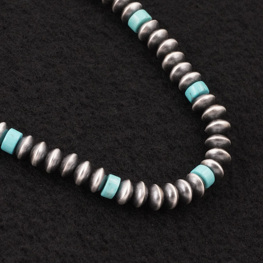 Crystal Haley Turquoise & Sterling Silver Navajo Pearl Necklace 24"