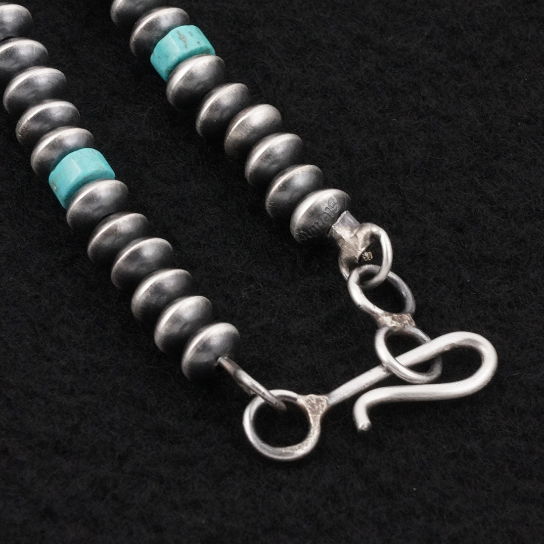 Crystal Haley Turquoise & Sterling Silver Navajo Pearl Necklace 24"