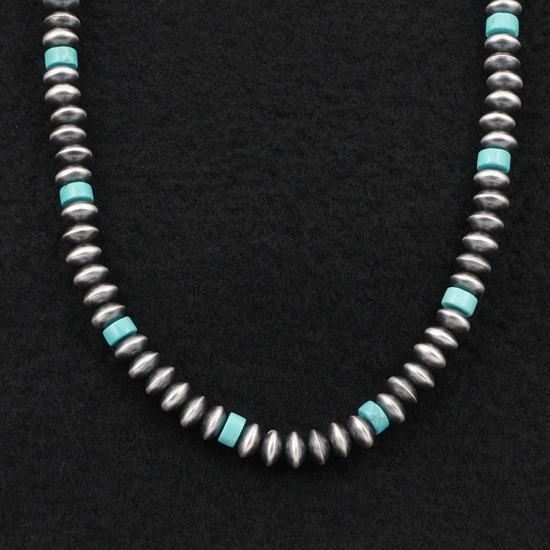 Crystal Haley Turquoise & Sterling Silver Navajo Pearl Necklace 22"