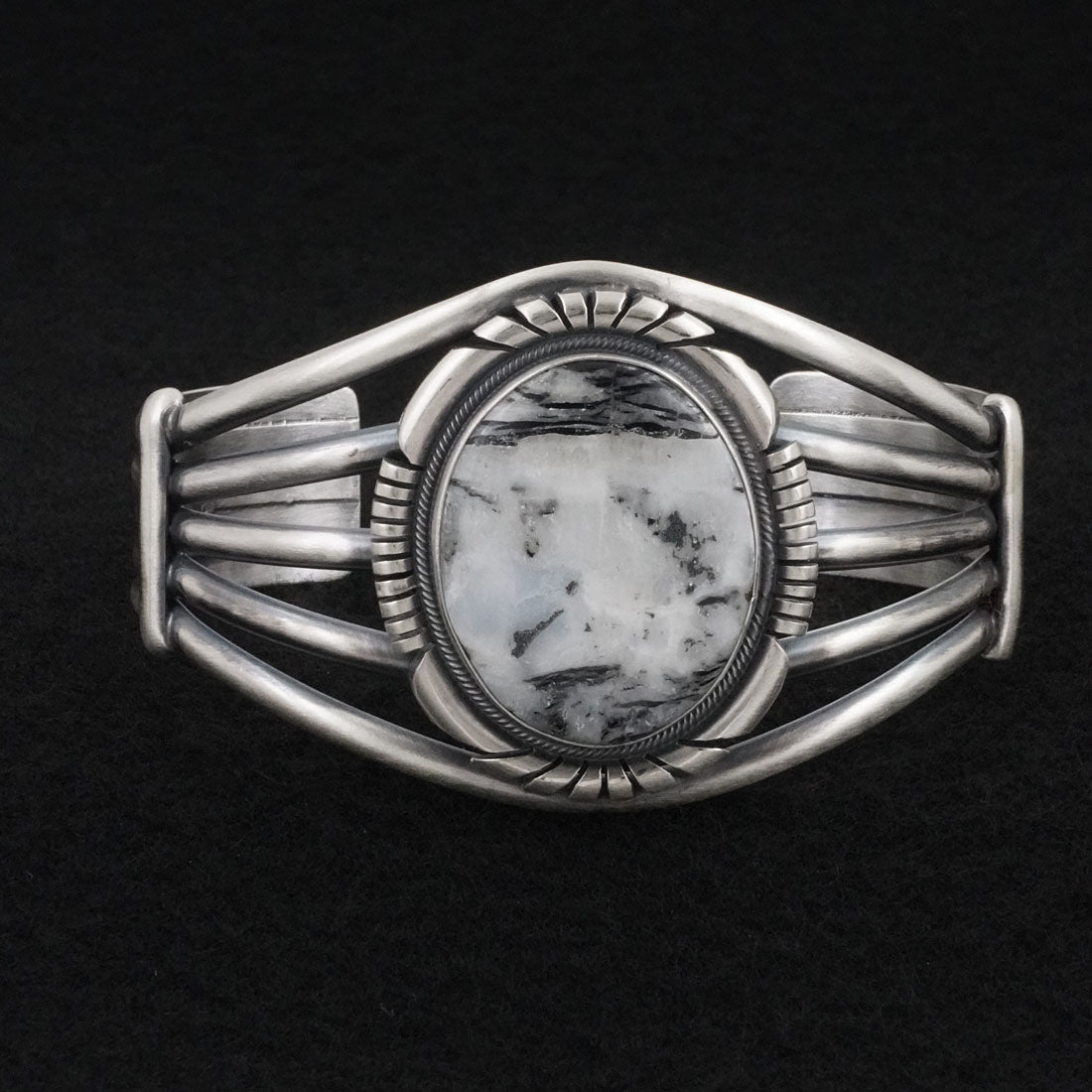 Mark Yazzie White Buffalo & Sterling Silver Bracelet