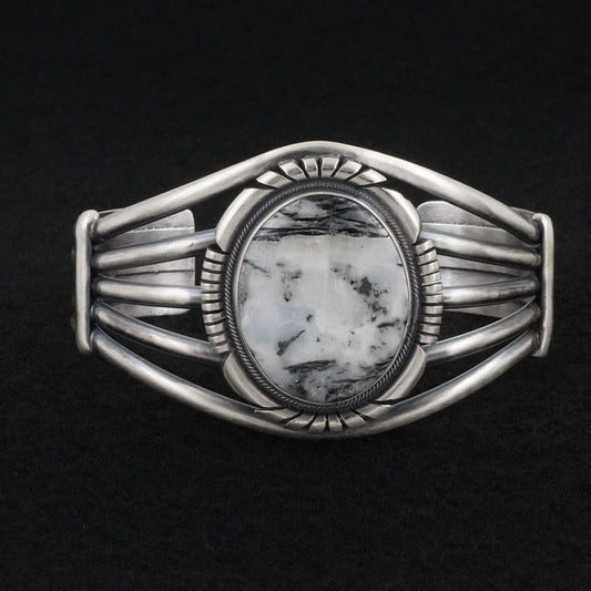 Mark Yazzie White Buffalo & Sterling Silver Bracelet