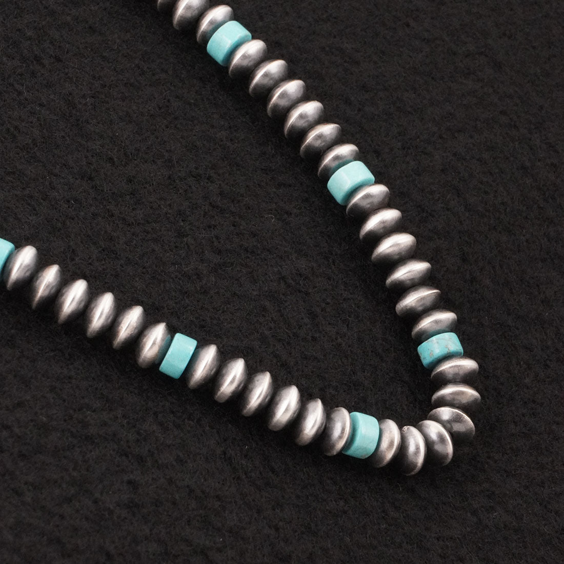 Crystal Haley Turquoise & Sterling Silver Navajo Pearl Necklace 22"