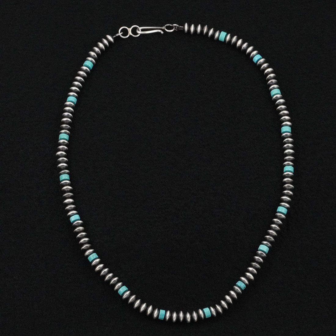 Crystal Haley Turquoise & Sterling Silver Navajo Pearl Necklace 22"