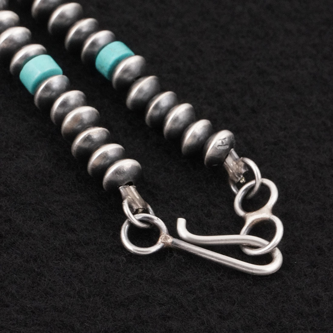 Crystal Haley Turquoise & Sterling Silver Navajo Pearl Necklace 22"