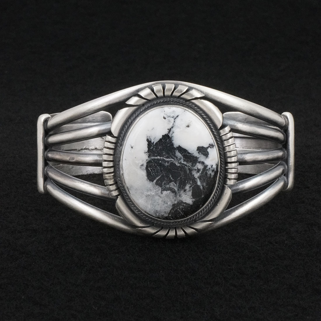 Mark Yazzie White Buffalo & Sterling Silver Bracelet