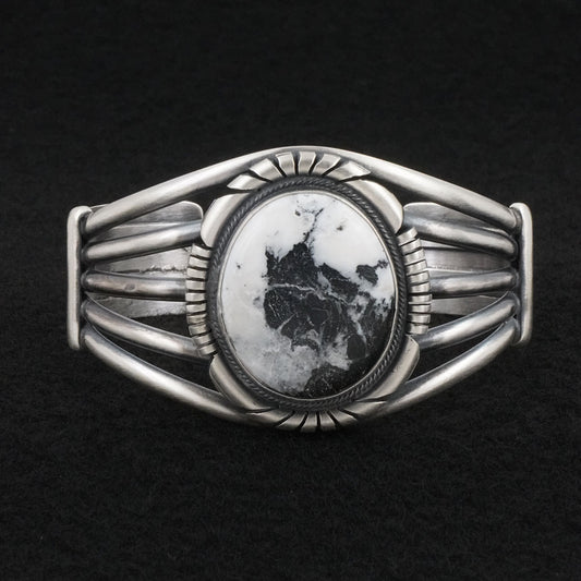 Mark Yazzie White Buffalo & Sterling Silver Bracelet