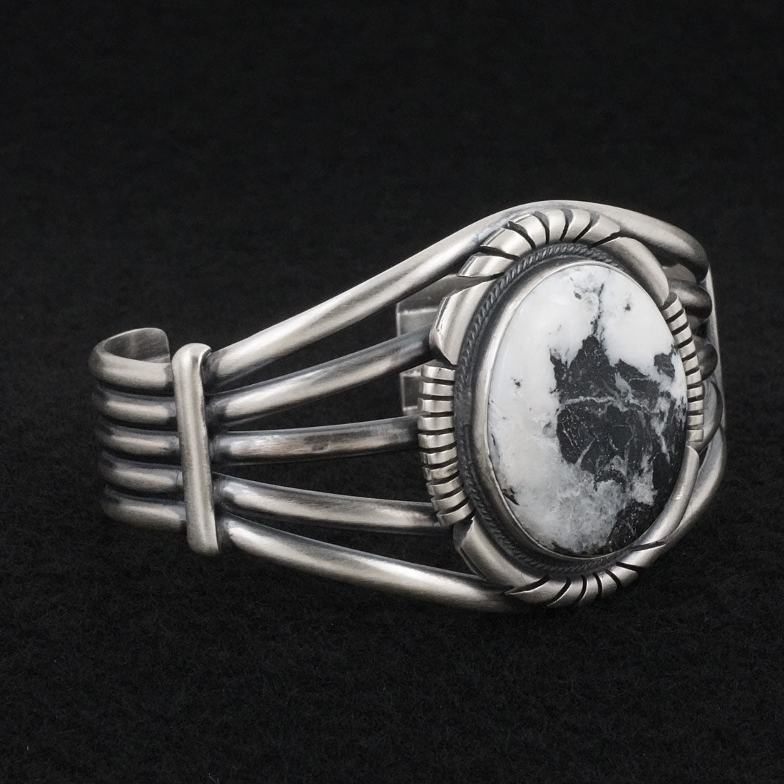 Mark Yazzie White Buffalo & Sterling Silver Bracelet