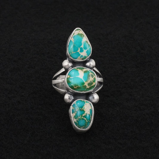 Bobby Johnson Turquoise & Sterling Silver Ring Size 6.5