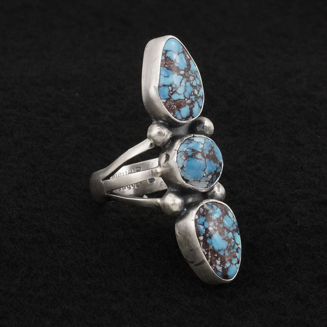 Bobby Johnson Turquoise & Sterling Silver Ring Size 9