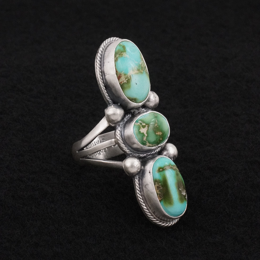 Bobby Johnson Turquoise & Sterling Silver Ring Size 7.5