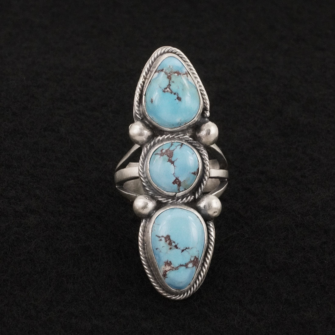 Bobby Johnson Turquoise & Sterling Silver Ring Size 6.5