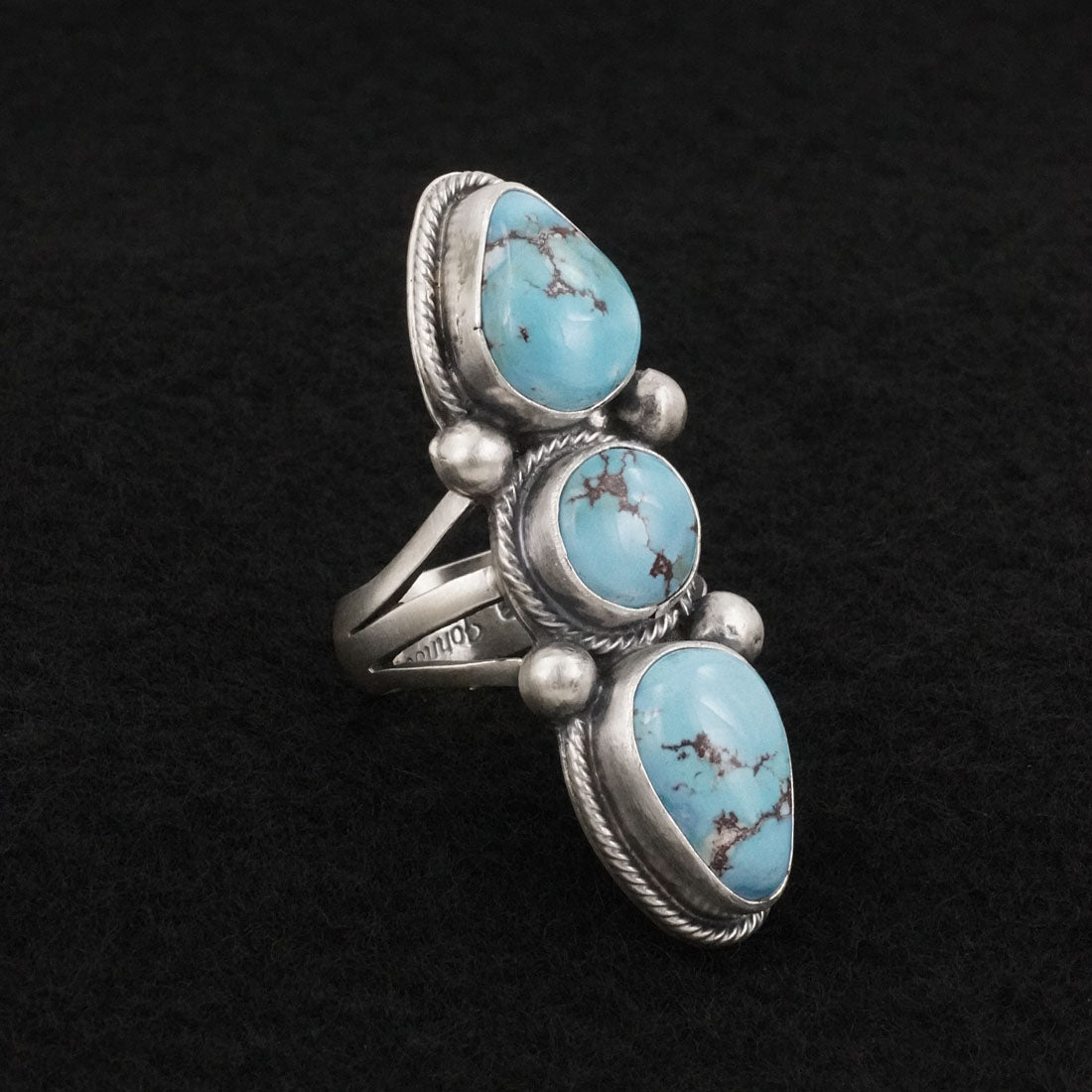Bobby Johnson Turquoise & Sterling Silver Ring Size 6.5
